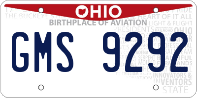 OH license plate GMS9292