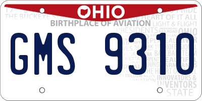 OH license plate GMS9310
