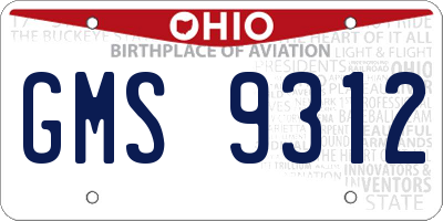 OH license plate GMS9312