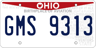 OH license plate GMS9313