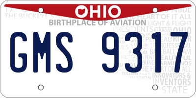 OH license plate GMS9317
