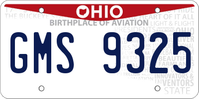 OH license plate GMS9325
