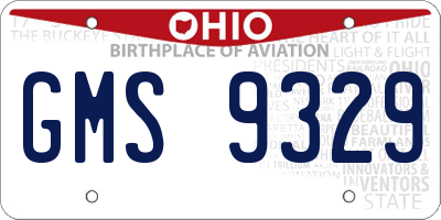 OH license plate GMS9329
