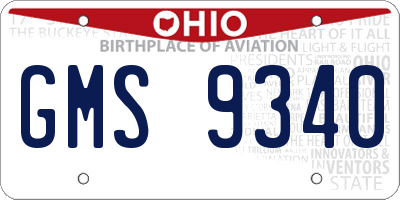 OH license plate GMS9340
