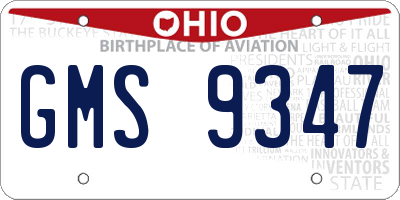 OH license plate GMS9347