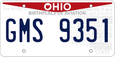 OH license plate GMS9351