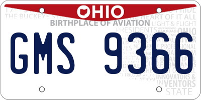 OH license plate GMS9366