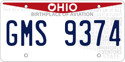 OH license plate GMS9374