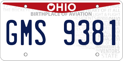 OH license plate GMS9381