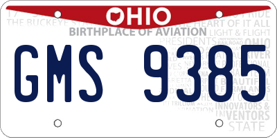 OH license plate GMS9385