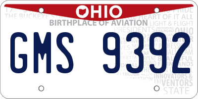OH license plate GMS9392