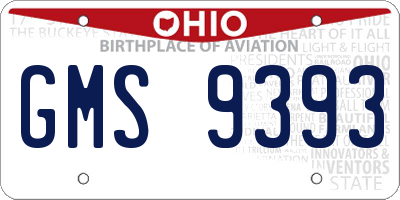 OH license plate GMS9393