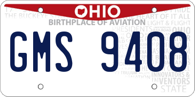OH license plate GMS9408