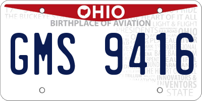 OH license plate GMS9416
