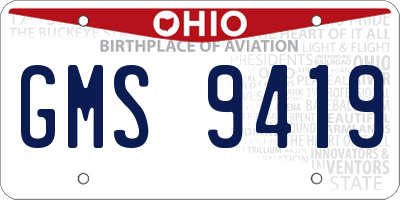 OH license plate GMS9419