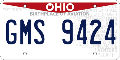OH license plate GMS9424