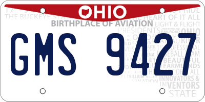 OH license plate GMS9427