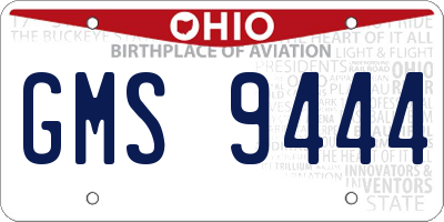 OH license plate GMS9444