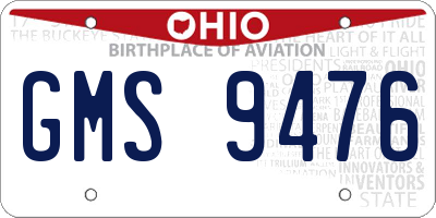 OH license plate GMS9476
