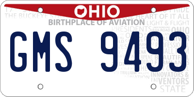 OH license plate GMS9493