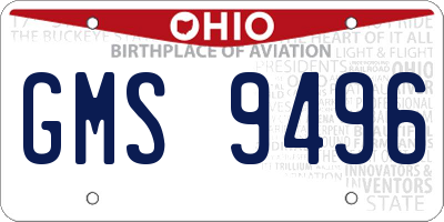 OH license plate GMS9496