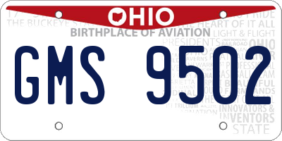 OH license plate GMS9502