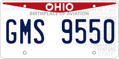 OH license plate GMS9550