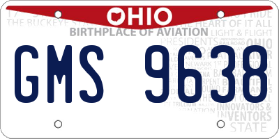 OH license plate GMS9638