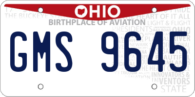 OH license plate GMS9645