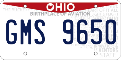 OH license plate GMS9650