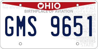 OH license plate GMS9651