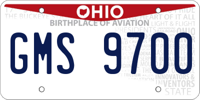 OH license plate GMS9700
