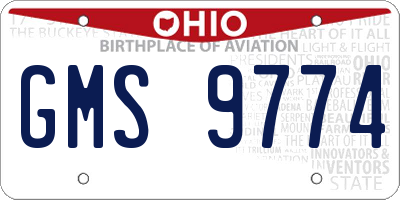 OH license plate GMS9774
