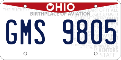 OH license plate GMS9805