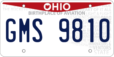 OH license plate GMS9810