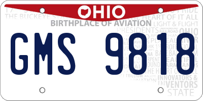 OH license plate GMS9818