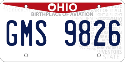 OH license plate GMS9826