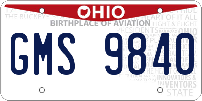 OH license plate GMS9840