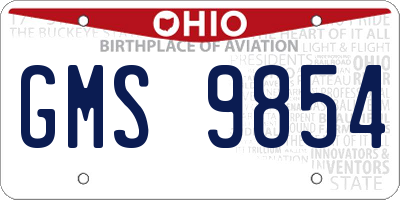OH license plate GMS9854