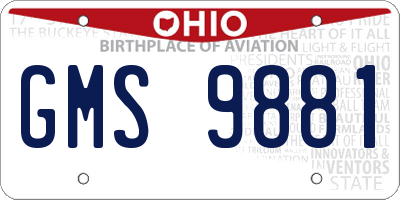 OH license plate GMS9881