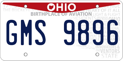 OH license plate GMS9896
