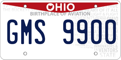OH license plate GMS9900