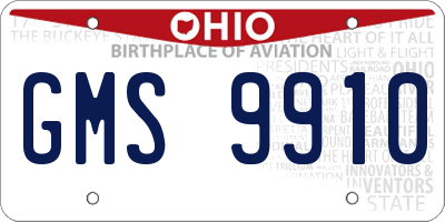 OH license plate GMS9910