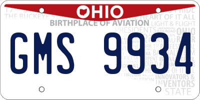 OH license plate GMS9934