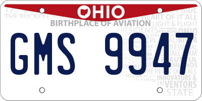 OH license plate GMS9947