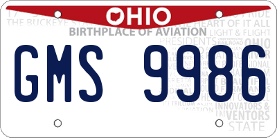 OH license plate GMS9986