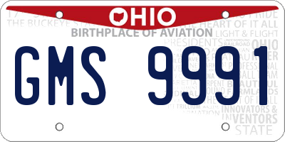 OH license plate GMS9991
