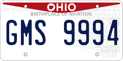 OH license plate GMS9994