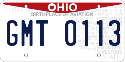 OH license plate GMT0113