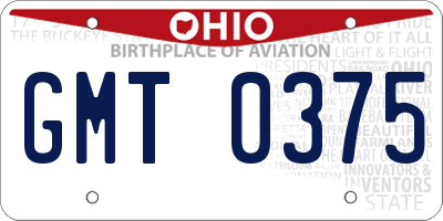 OH license plate GMT0375